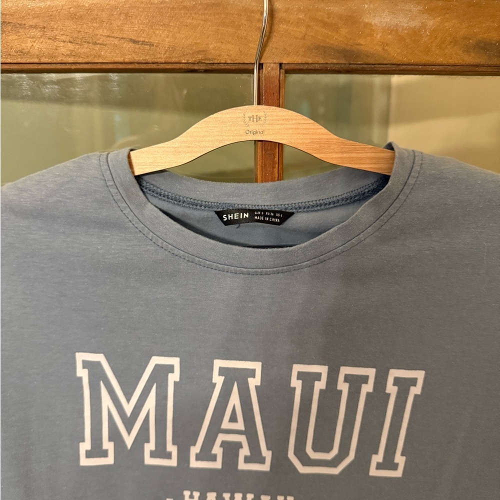 SHEIN Blue Short Sleeve Graphic Tee - Picture 2 of 3